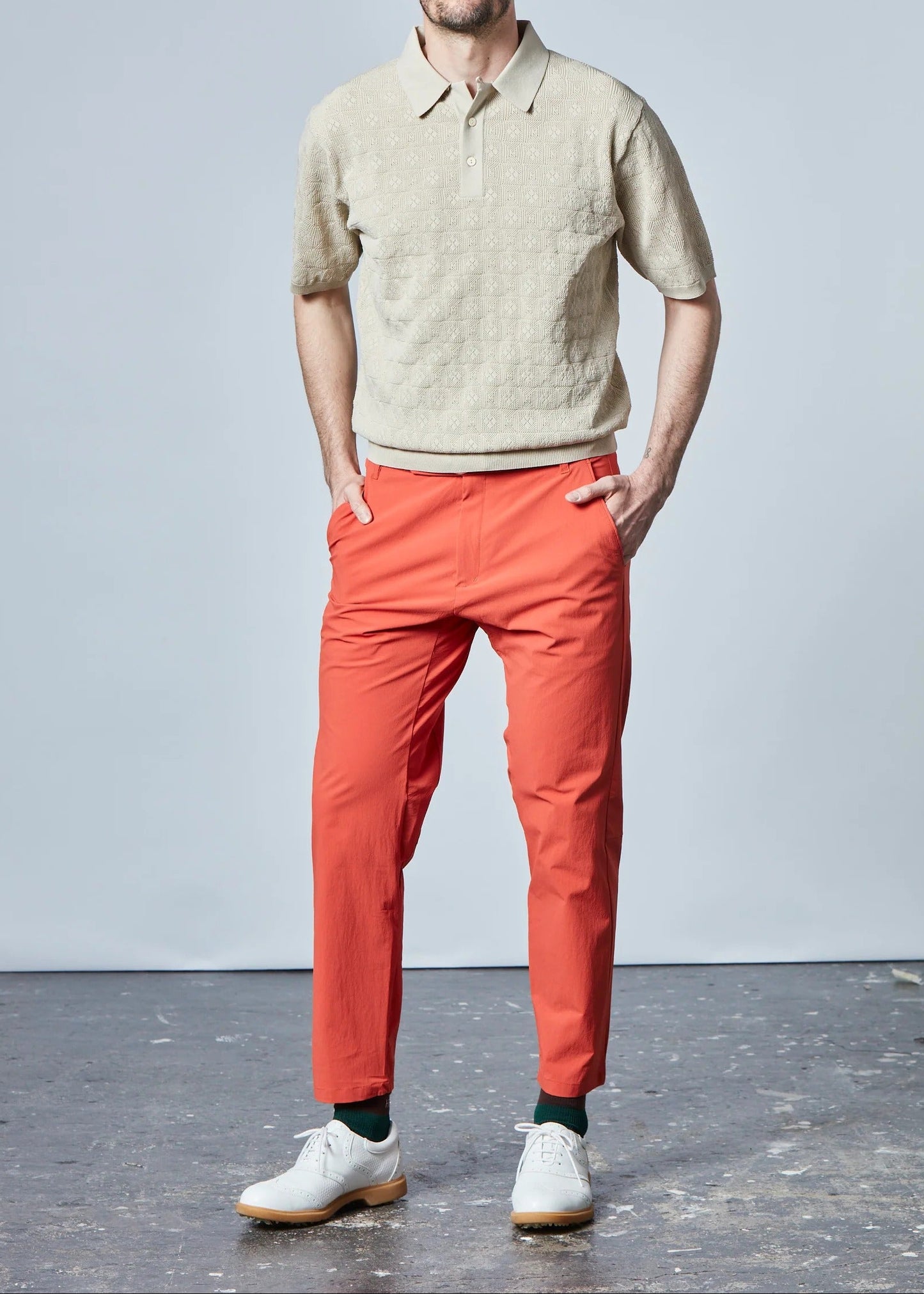 HERG1 MENS Jacquard Mesh Knit Polo