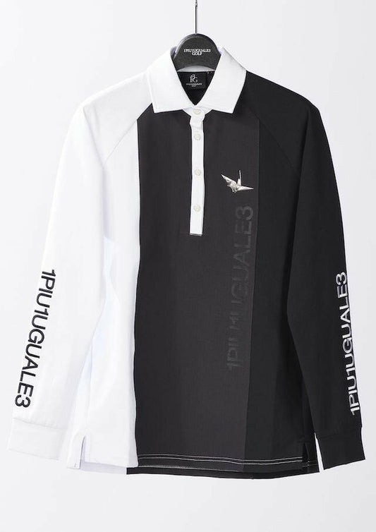 1PIU1UGUALE3 WOMENS 113 GOLF L/S POLO STRIPE SWITCH