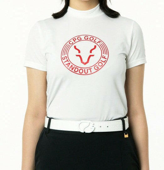 CPG GOLF WOMENS Logo-printed mock neck(short sleeves)