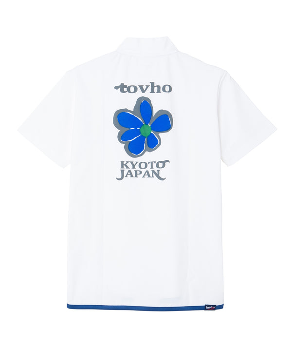 tovho MENS Flocked Flower T-Shirt