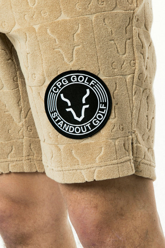 CPG GOLF MENS Logo Jacquard Pattern Pile Short Pants