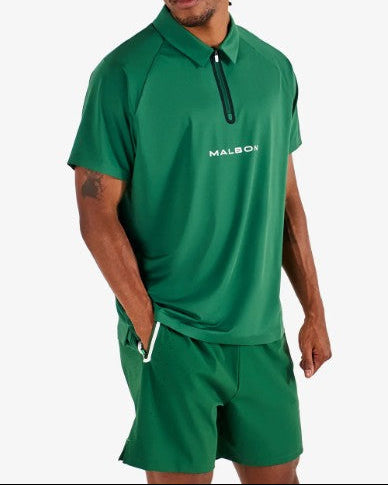 MALBON MENS PERFORMANCE ZIP RAGLAN POLO