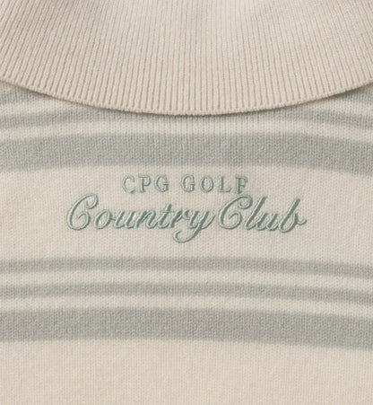 CPG GOLF WOMENS BORDER POLO ZIP LS