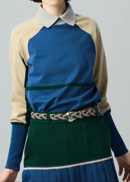 HERG1 WOMENS High gauge color block polo knit