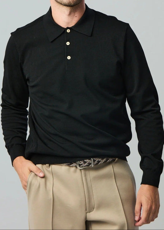 HERG1 MENS High gage mesh knit long sleeve polo