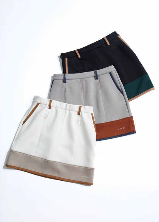 HERG1 WOMENS DOUBLE KNIT MULTI COLLOR SKIRT