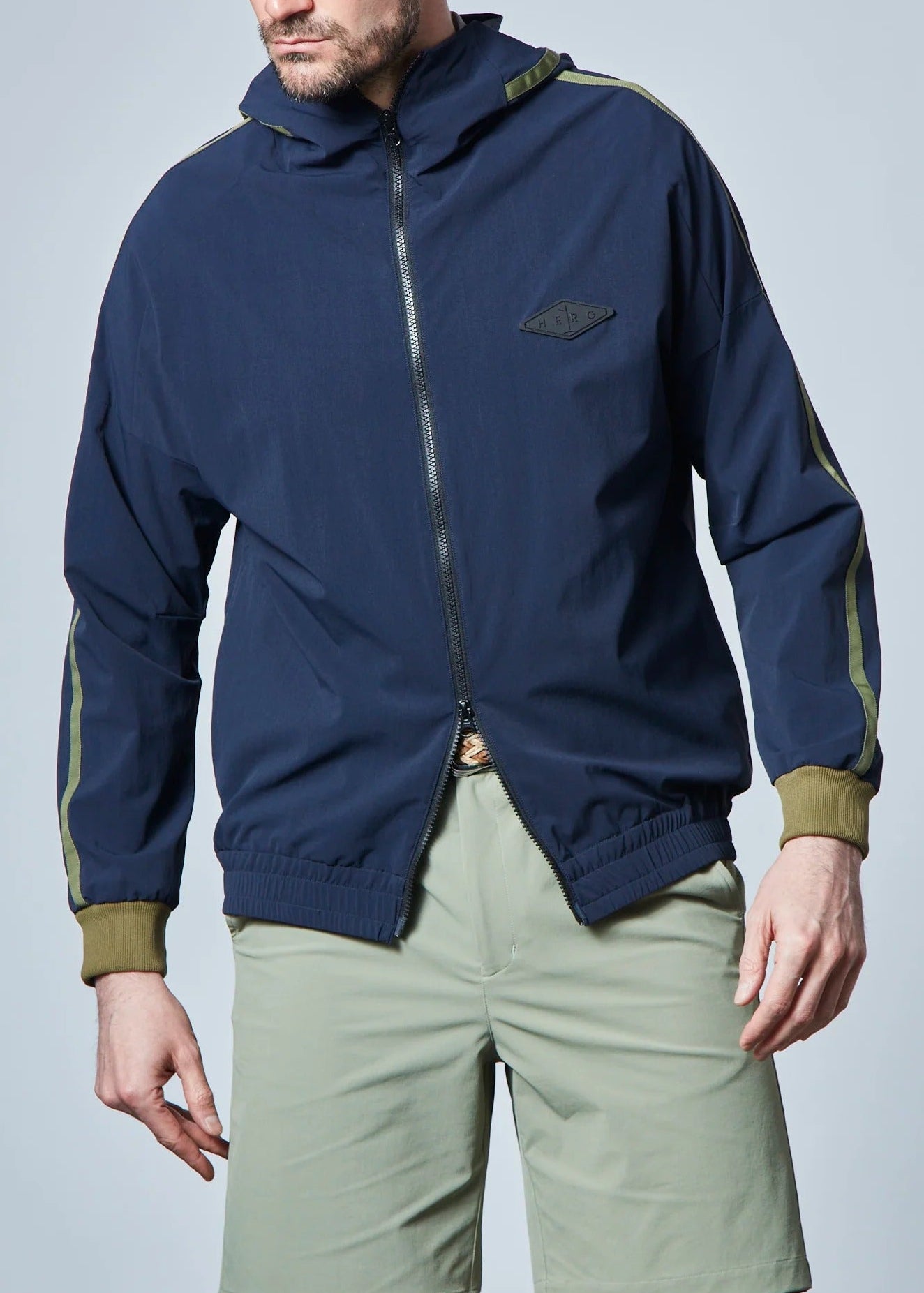 HERG1 MENS Stretch Nylon Lined Zip-up Hoodie