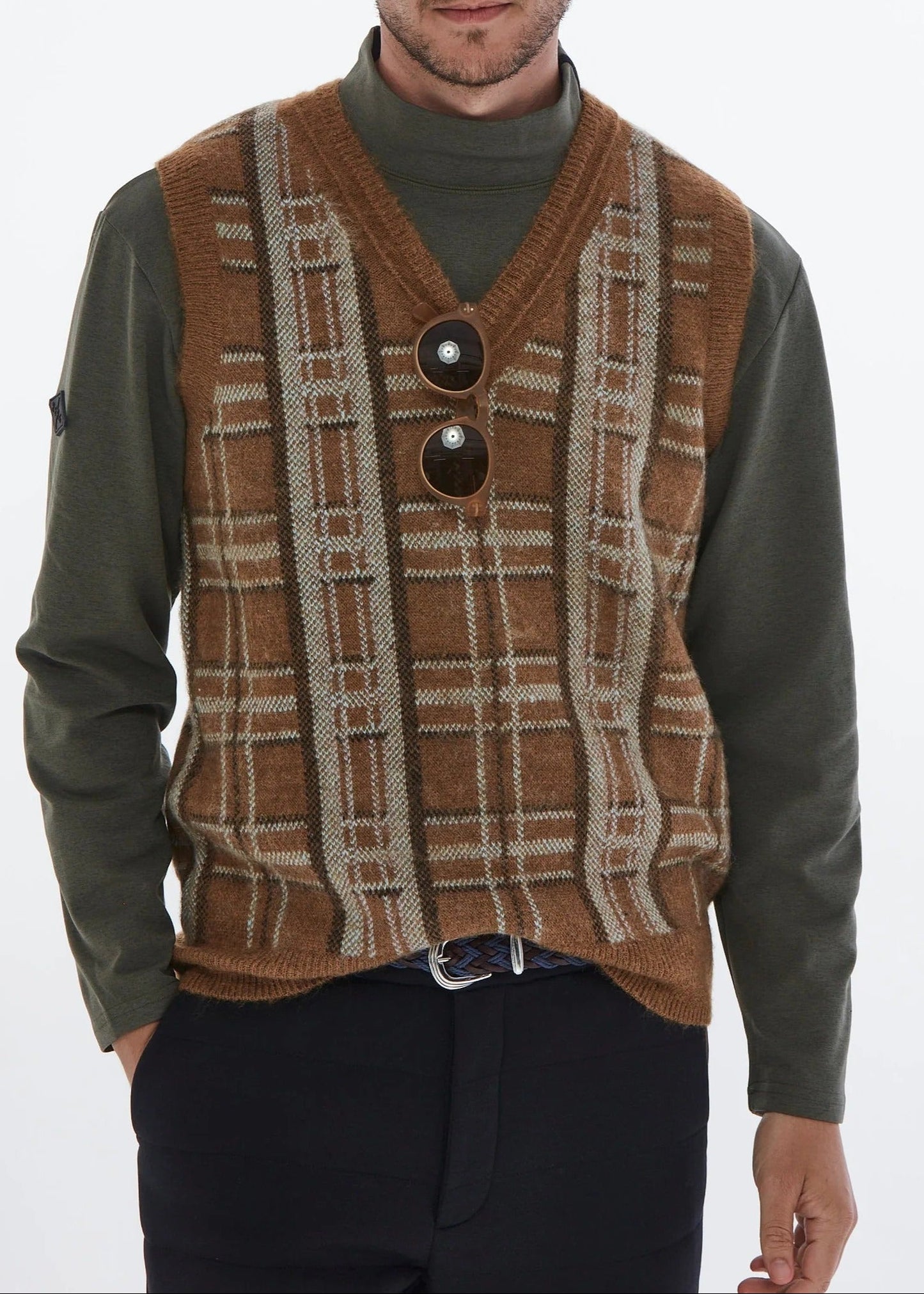 HERG1 MENS CHECK KNIT VEST