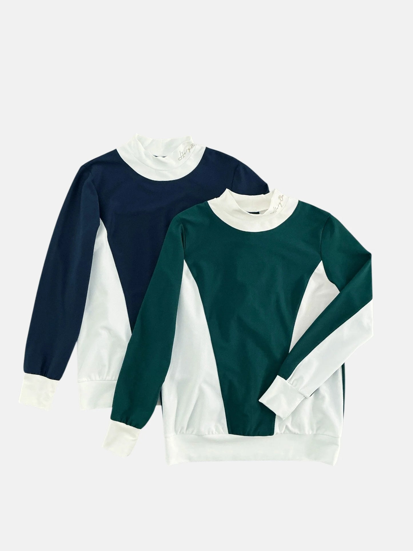HERG1 WOMENS UPF50+ Heat-Shielding Mesh Color-Block Long Sleeve Mock Neck