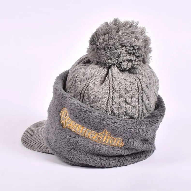 Resurrection MENS Visor Knit Cap (With a Neck warmer)