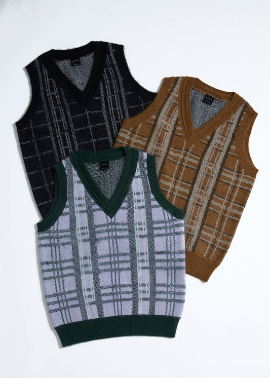 HERG1 WOMENS CHECK KNIT VEST