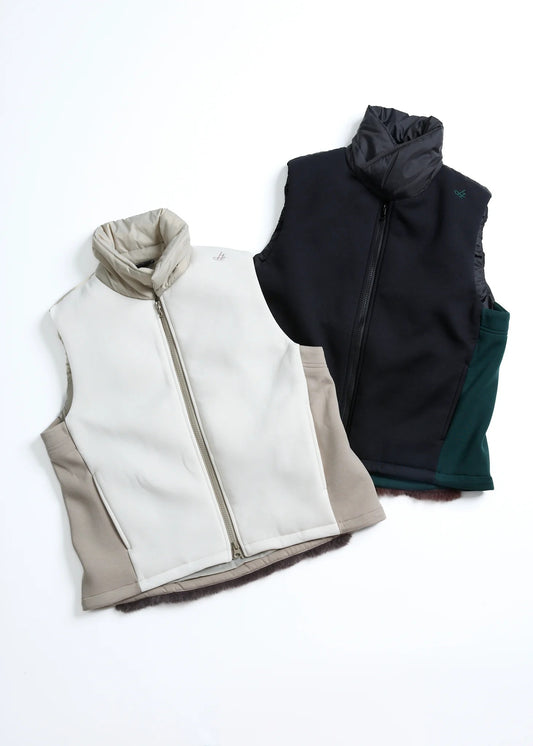 HERG1 WOMENS DOUBLE KNIT PADDED FUR VEST