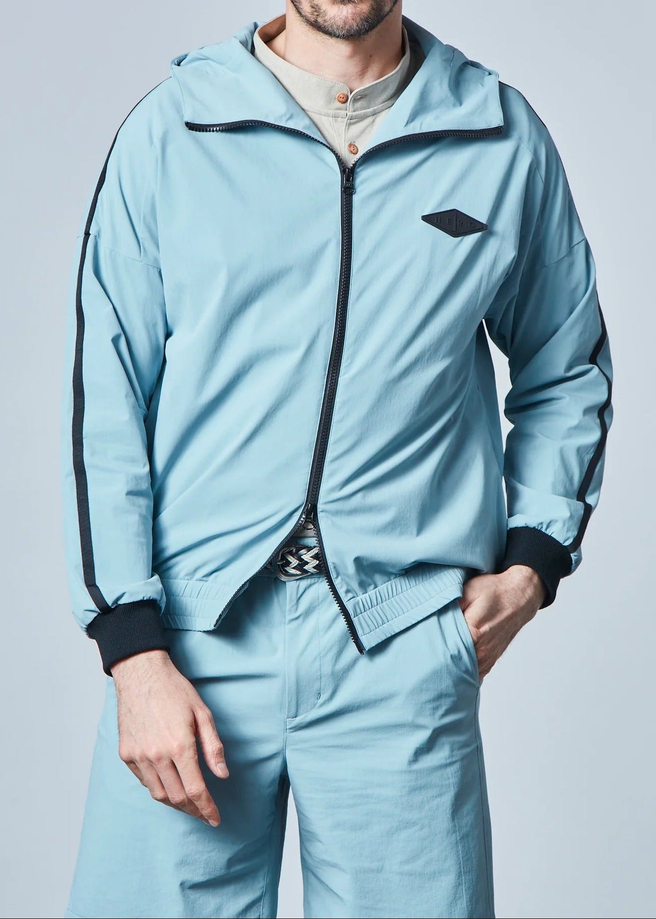 HERG1 MENS Stretch Nylon Lined Zip-up Hoodie