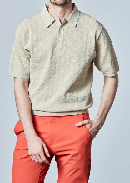 HERG1 MENS Jacquard Mesh Knit Polo