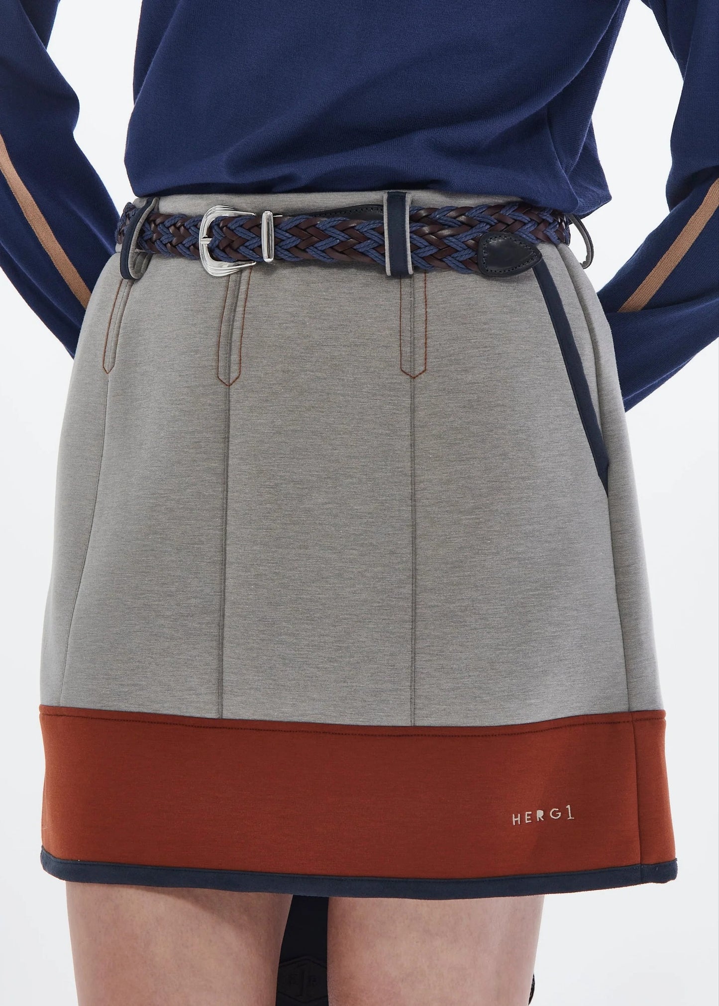 HERG1 WOMENS DOUBLE KNIT MULTI COLLOR SKIRT