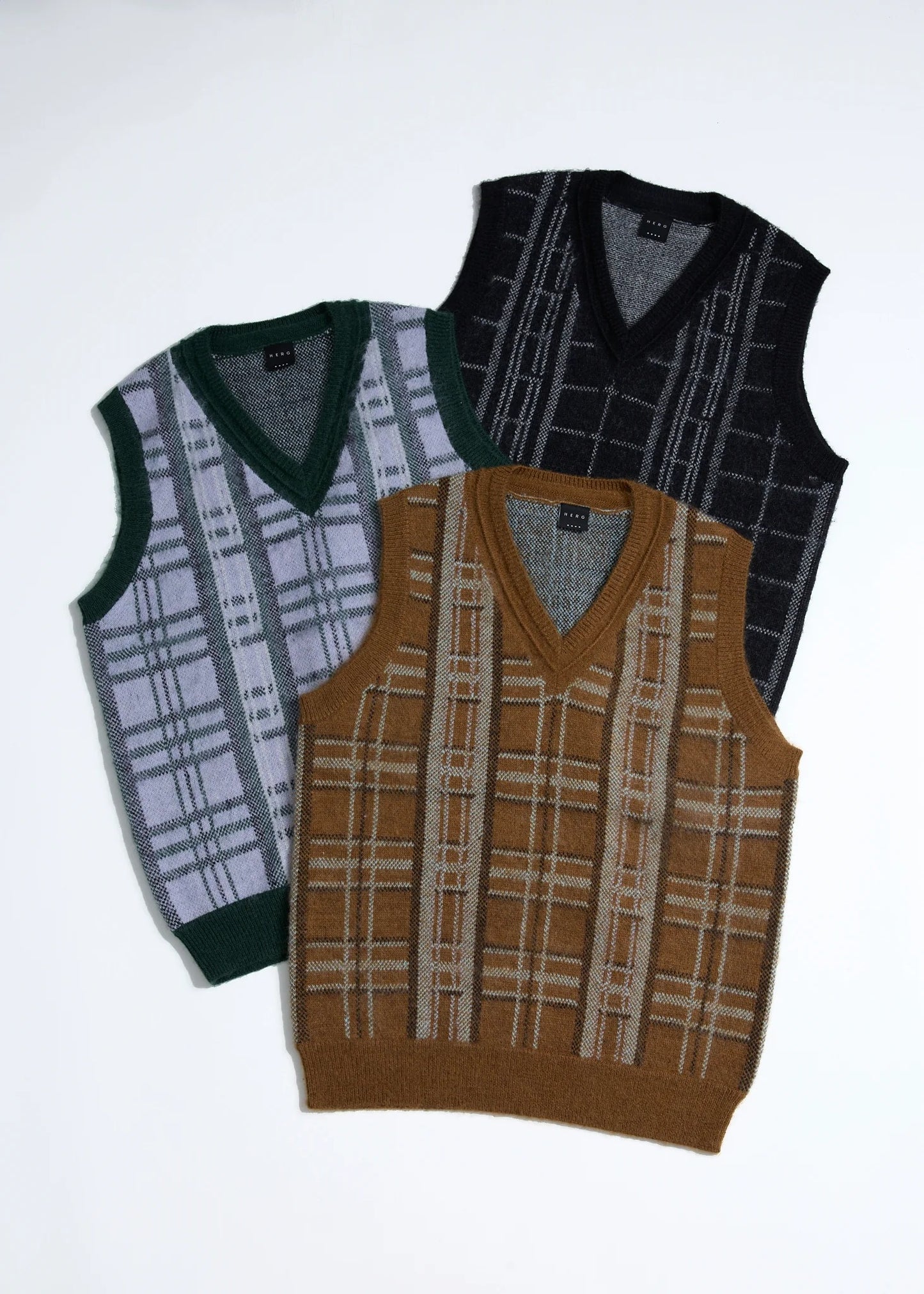 HERG1 MENS CHECK KNIT VEST