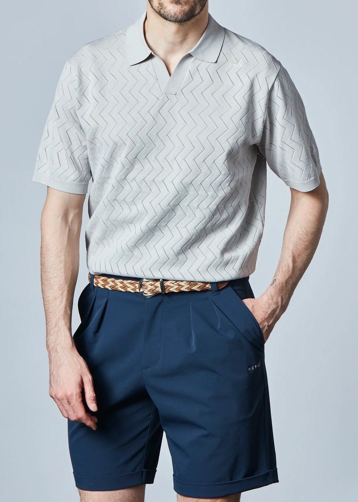 HERG1 MENS Skipper Mesh Knit Polo