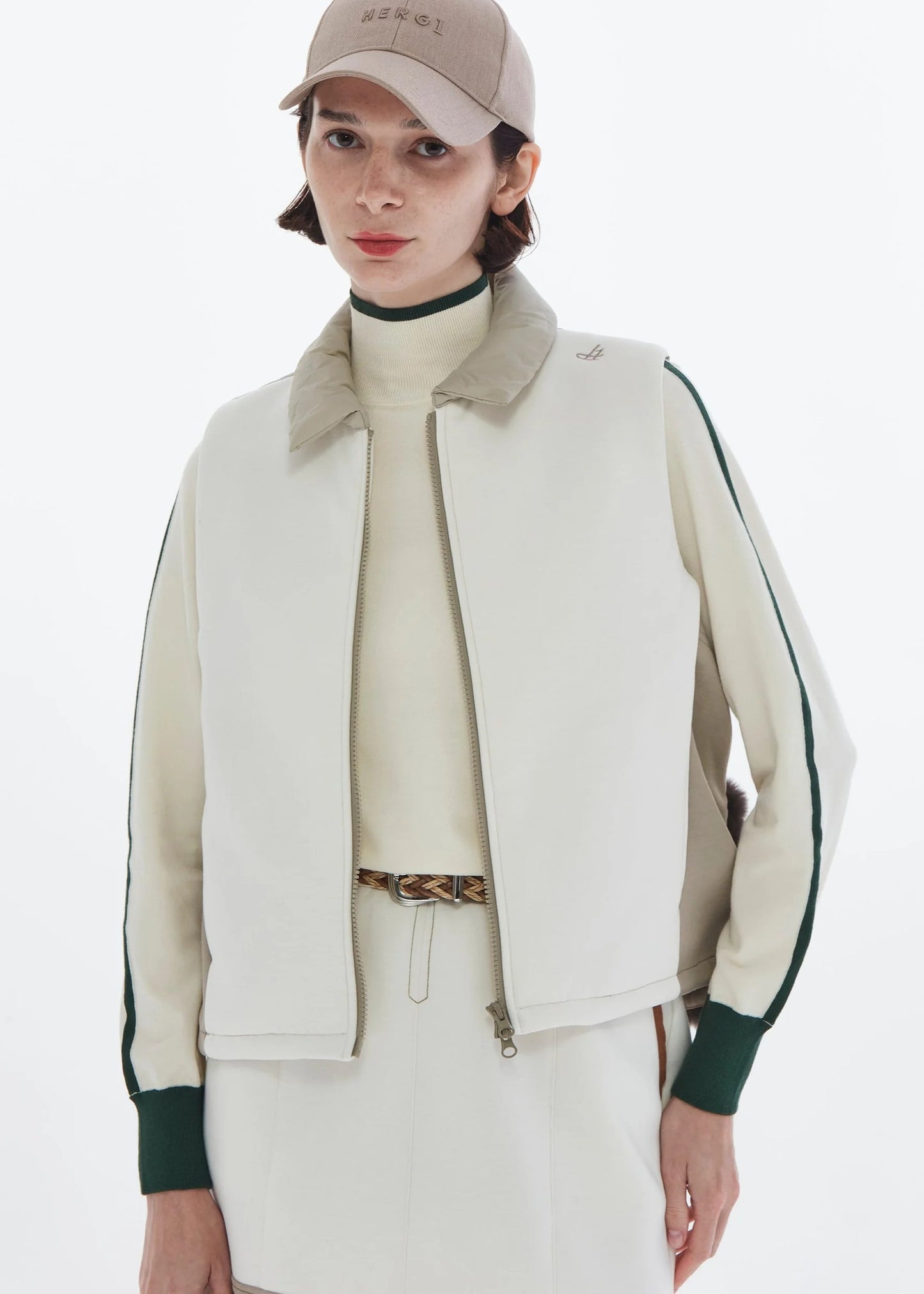 HERG1 WOMENS DOUBLE KNIT PADDED FUR VEST