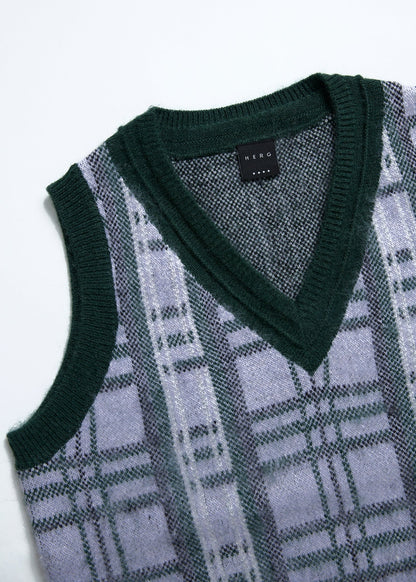 HERG1 MENS CHECK KNIT VEST