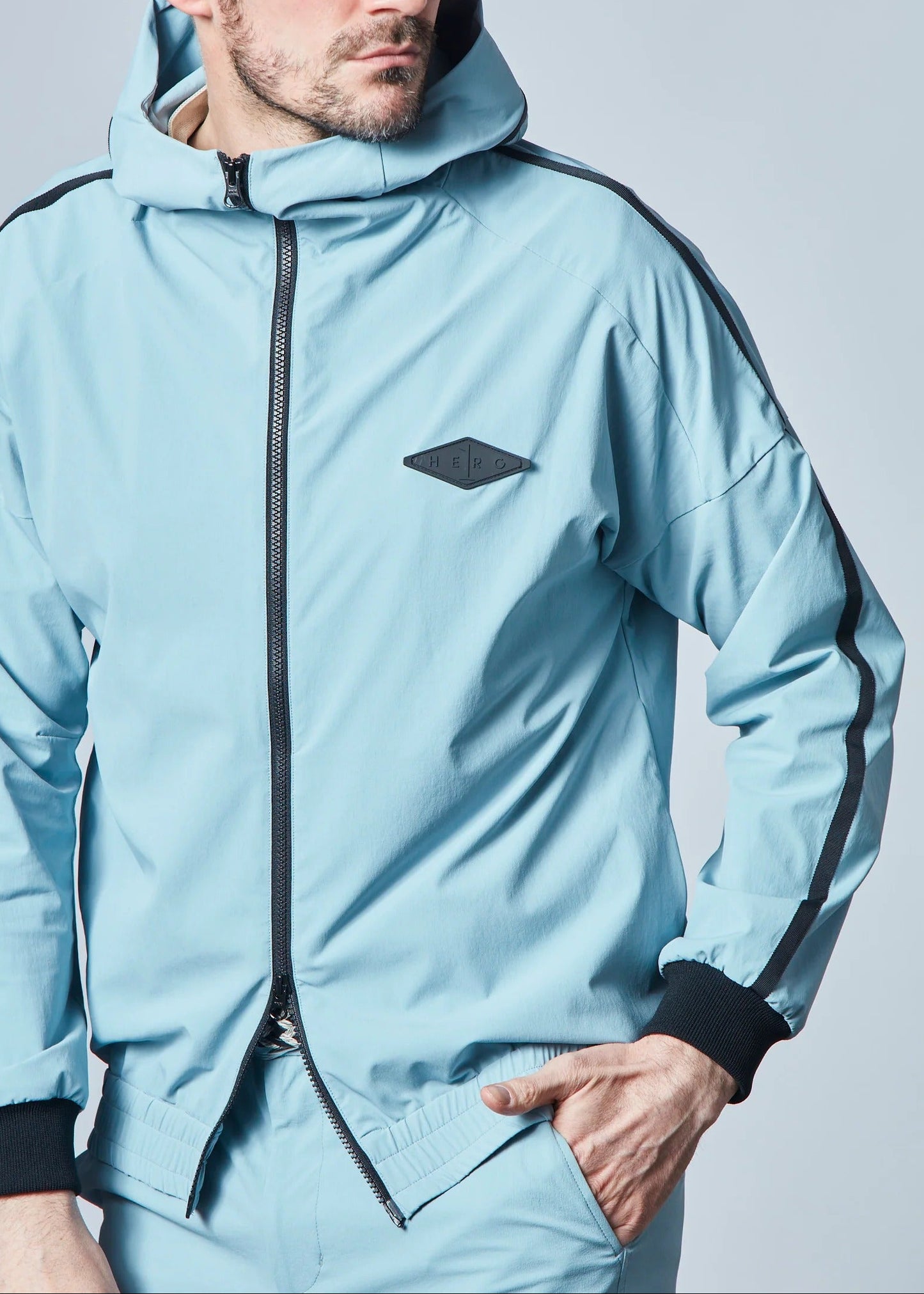 HERG1 MENS Stretch Nylon Lined Zip-up Hoodie