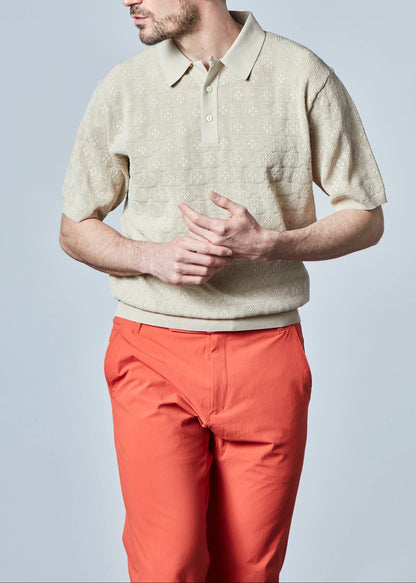 HERG1 MENS Jacquard Mesh Knit Polo