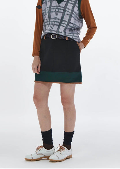 HERG1 WOMENS DOUBLE KNIT MULTI COLLOR SKIRT