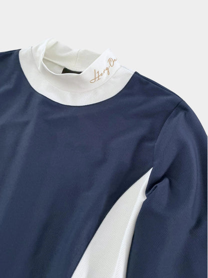 HERG1 WOMENS UPF50+ Heat-Shielding Mesh Color-Block Long Sleeve Mock Neck