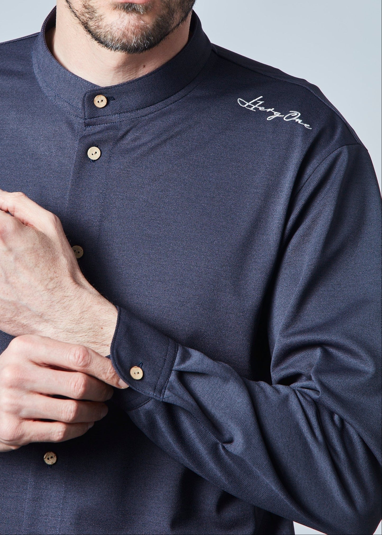 HERG1 MENS Stand Collar Long Sleeve Shirt