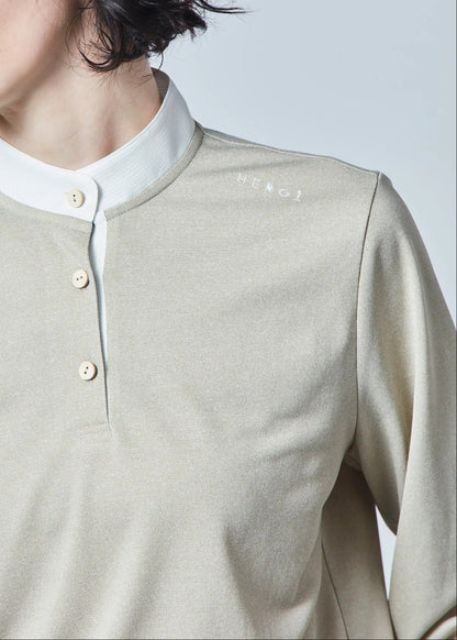 HERG1 WOMENS Stand Collar Long Sleeve Polo Blouse