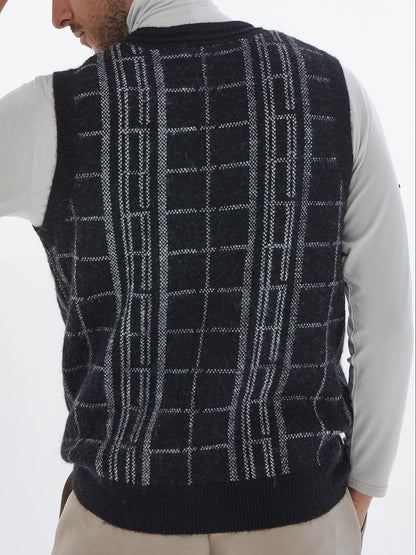 HERG1 MENS CHECK KNIT VEST