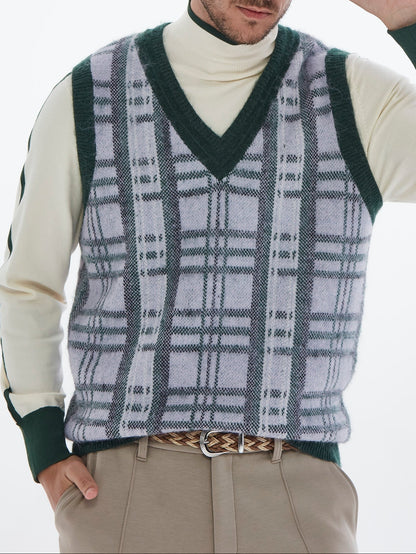 HERG1 MENS CHECK KNIT VEST