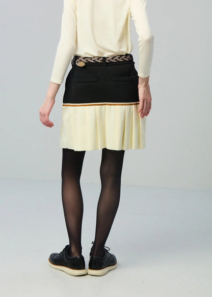 HERG1 WOMENS High gauge bi-color knit pleated skirt