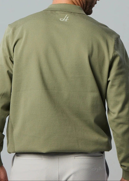 HERG1 MENS High gage mesh knit long sleeve polo