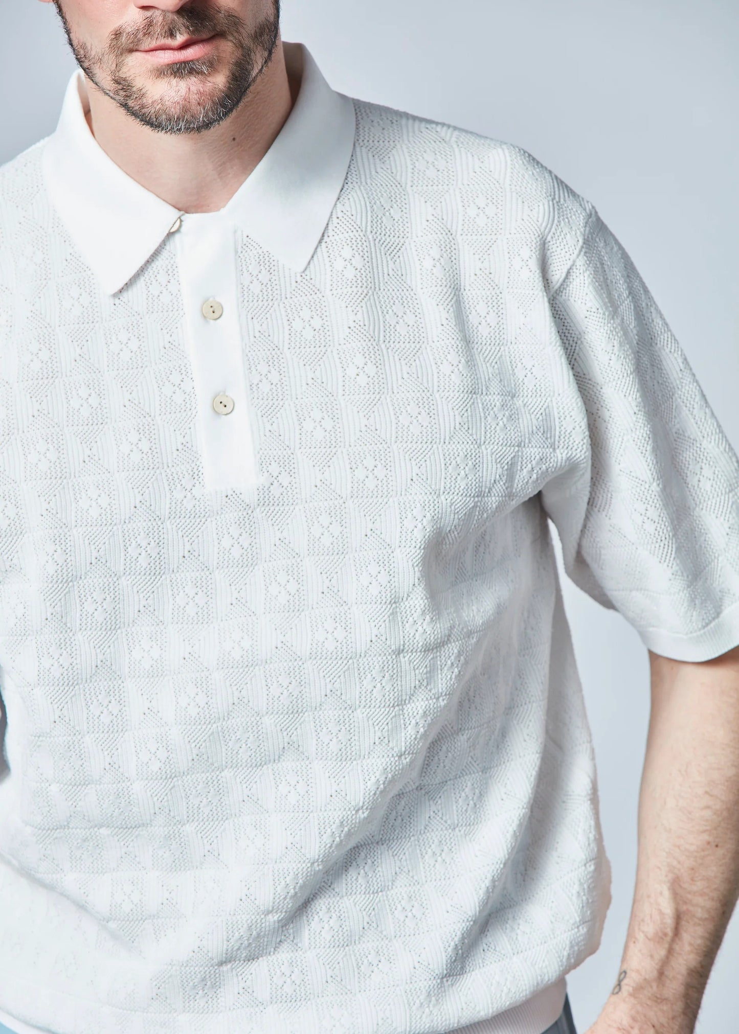 HERG1 MENS Jacquard Mesh Knit Polo