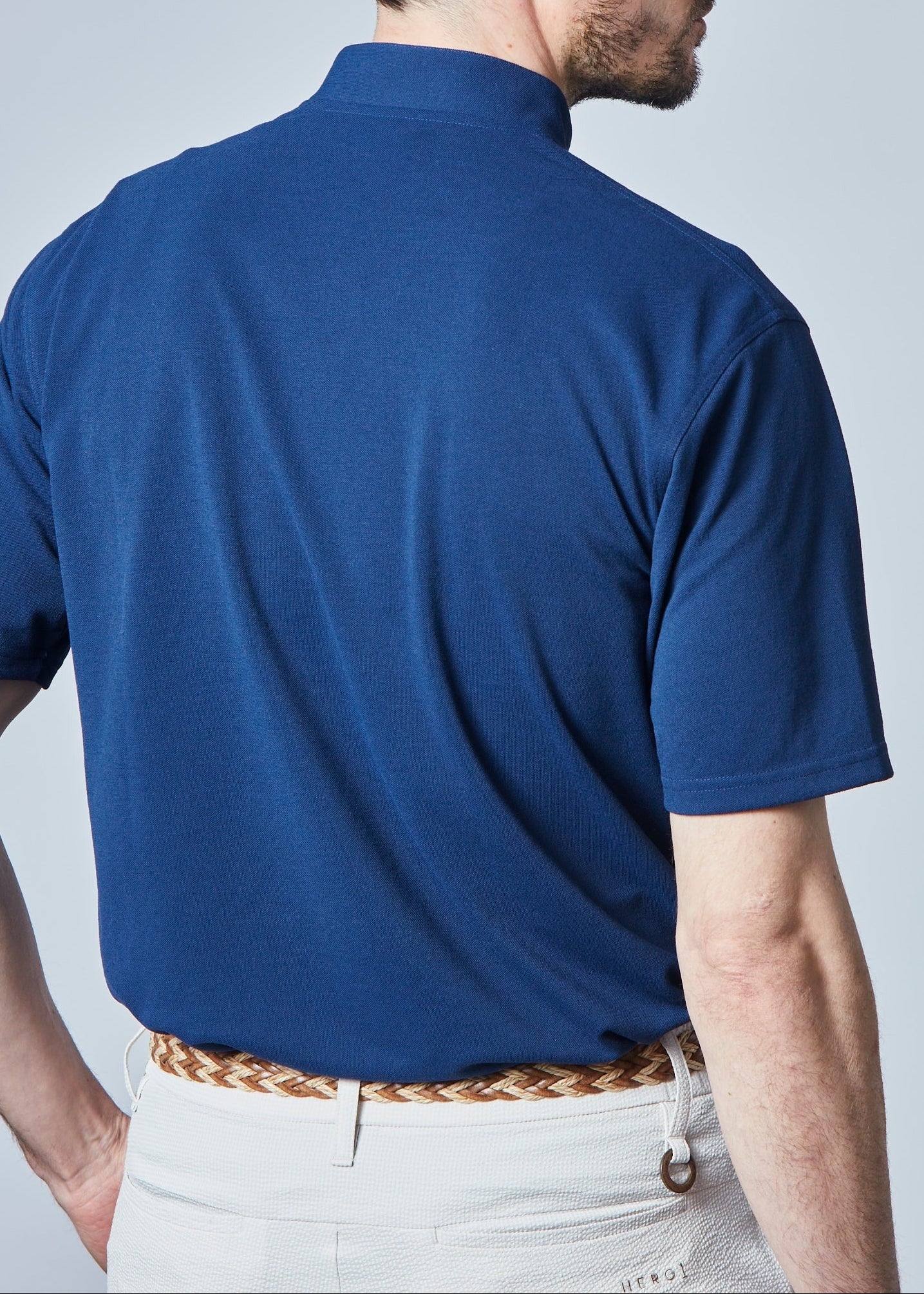 HERG1 MENS Stand Collar Modular Logo Polo Shirt
