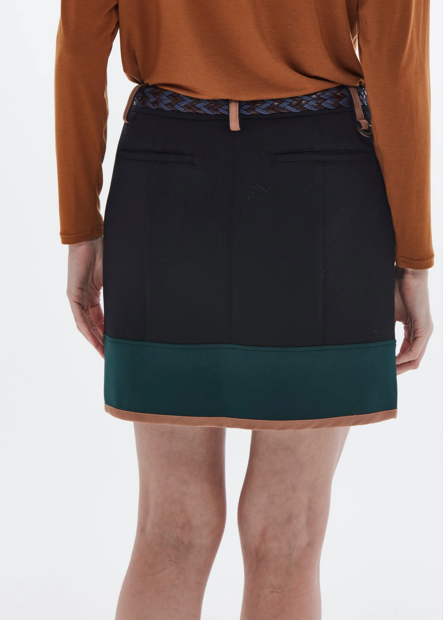 HERG1 WOMENS DOUBLE KNIT MULTI COLLOR SKIRT