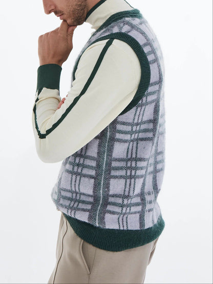 HERG1 MENS CHECK KNIT VEST