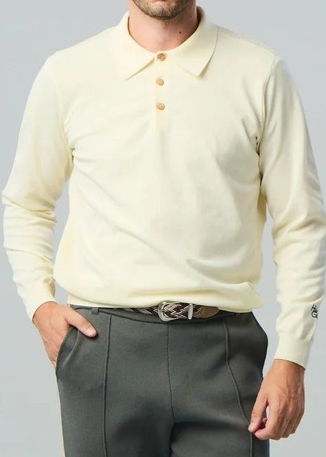 HERG1 MENS High gage mesh knit long sleeve polo