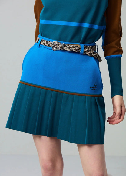 HERG1 WOMENS High gauge bi-color knit pleated skirt