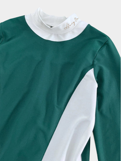 HERG1 WOMENS UPF50+ Heat-Shielding Mesh Color-Block Long Sleeve Mock Neck