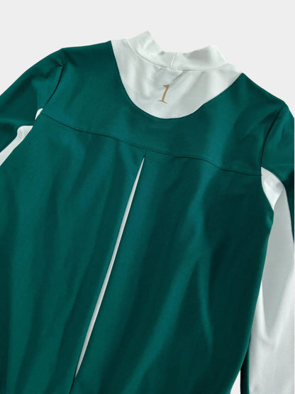 HERG1 WOMENS UPF50+ Heat-Shielding Mesh Color-Block Long Sleeve Mock Neck