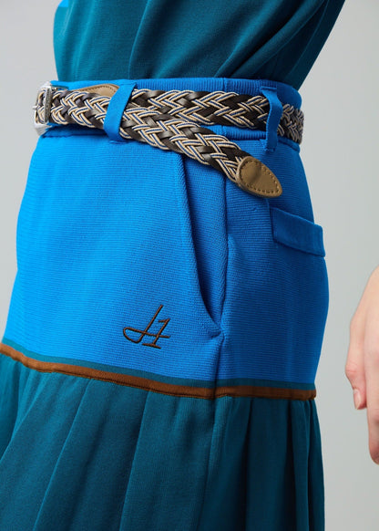 HERG1 WOMENS High gauge bi-color knit pleated skirt