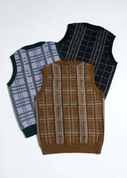 HERG1 MENS CHECK KNIT VEST