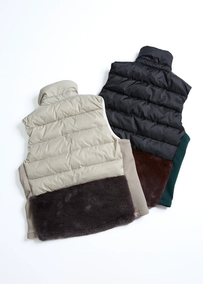 HERG1 WOMENS DOUBLE KNIT PADDED FUR VEST