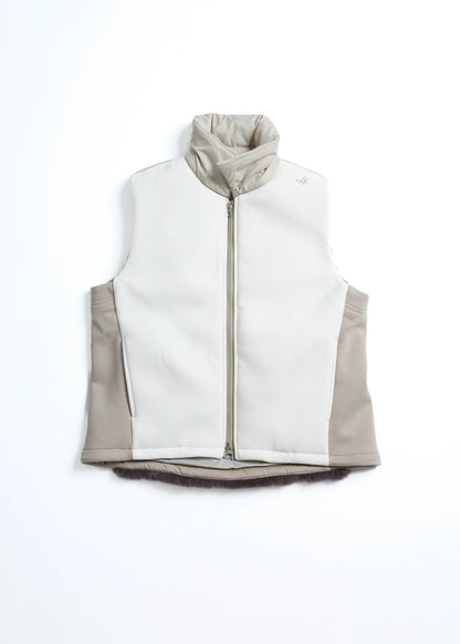 HERG1 WOMENS DOUBLE KNIT PADDED FUR VEST