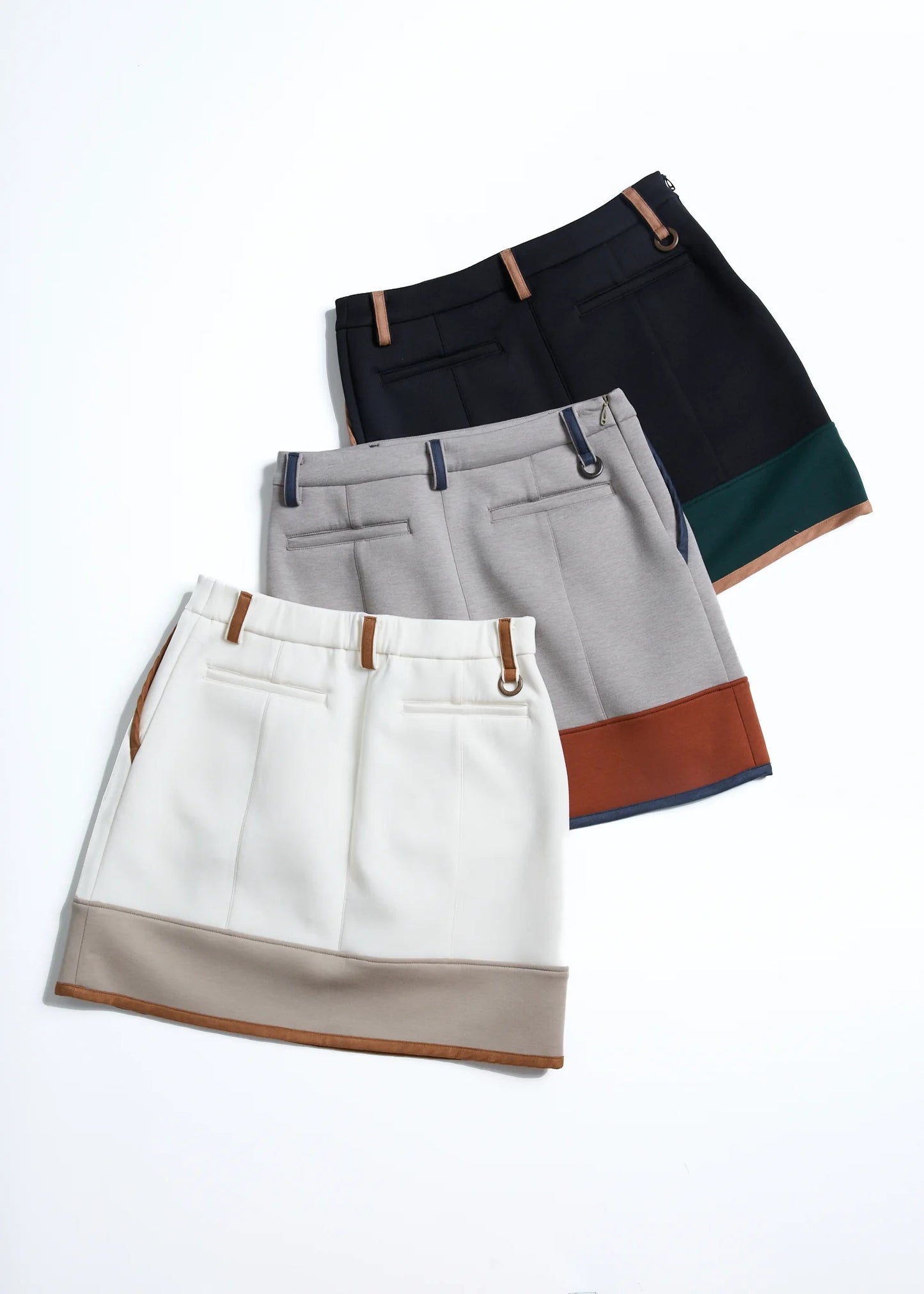 HERG1 WOMENS DOUBLE KNIT MULTI COLLOR SKIRT