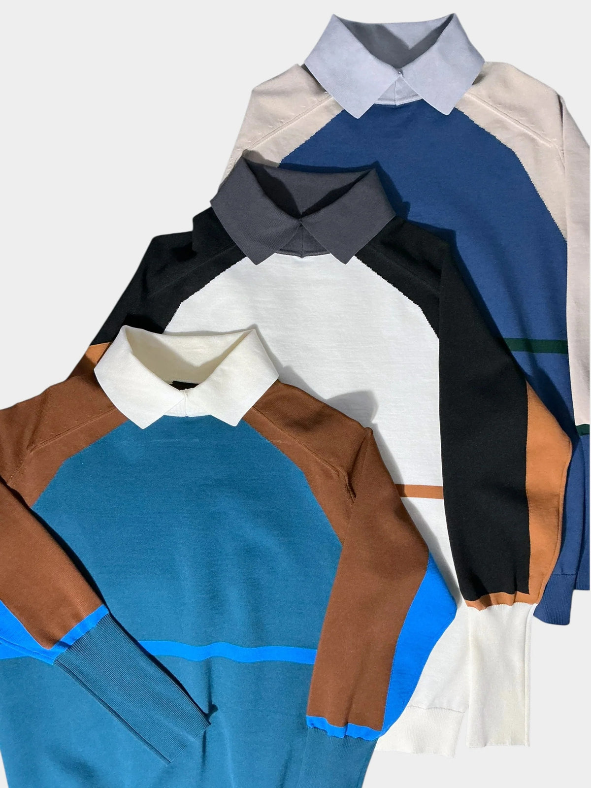 HERG1 WOMENS High gauge color block polo knit