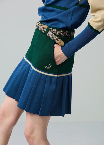 HERG1 WOMENS High gauge bi-color knit pleated skirt