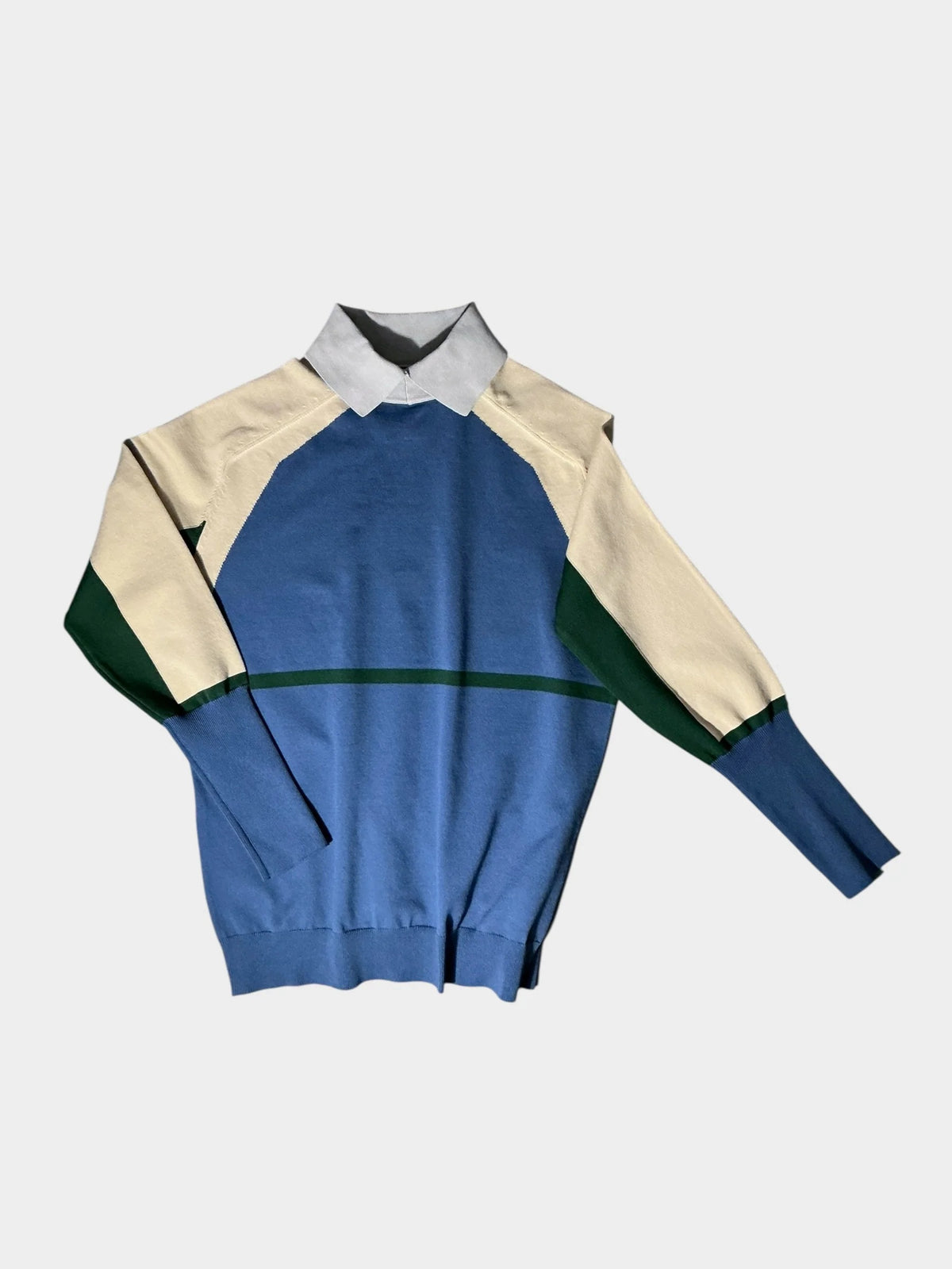 HERG1 WOMENS High gauge color block polo knit