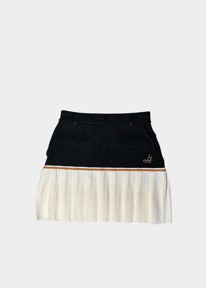 HERG1 WOMENS High gauge bi-color knit pleated skirt